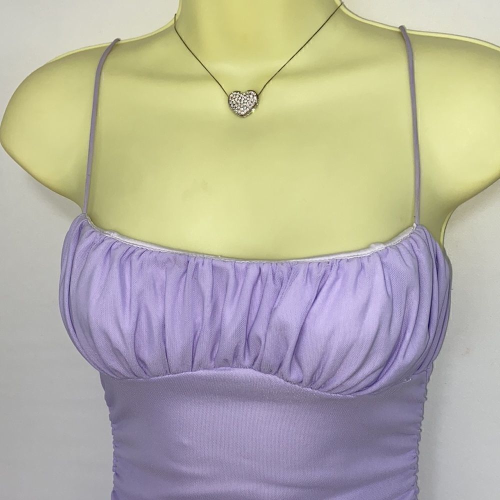 Princess Polly Dress"Penney" Ruched Lilac Mini Dress New With Tag Sz 2 - Picture 2 of 8